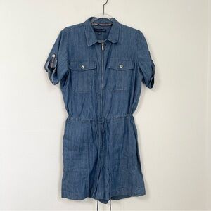 Tommy Hilfiger Denim Romper Shorts Zip Front. Size S